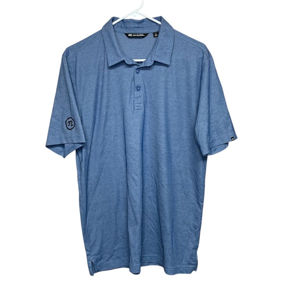 Travis Mathew Polo Shirt Short Sleeve Blue Lightweight Mens Size Large